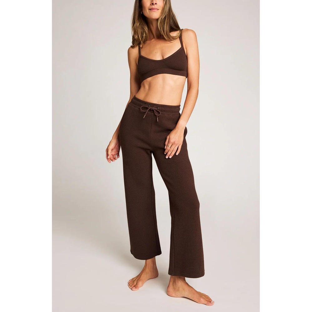Negative Waffle Knit Cropped Track Pant Espresso Small New With Tags
